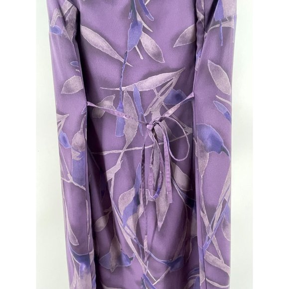 Norton McNaughton Purple Floral Sleeveless Maxi Dress Back Tie Size Large - Picture 9 of 15